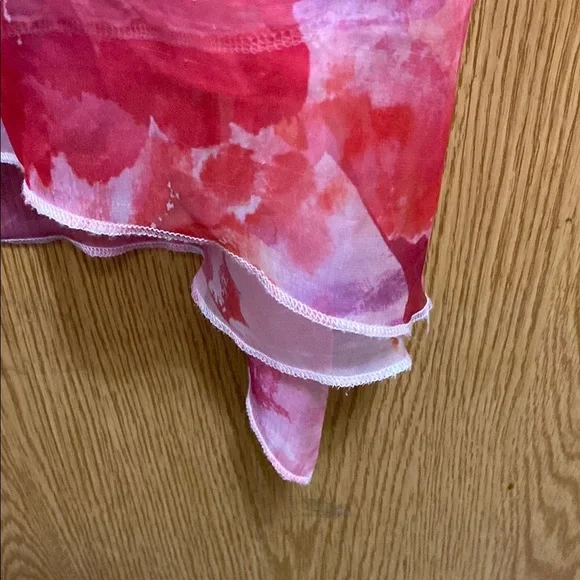 ONE WORLD Pink and Red Flutter Sleeve Blouse - Picture 8 of 15